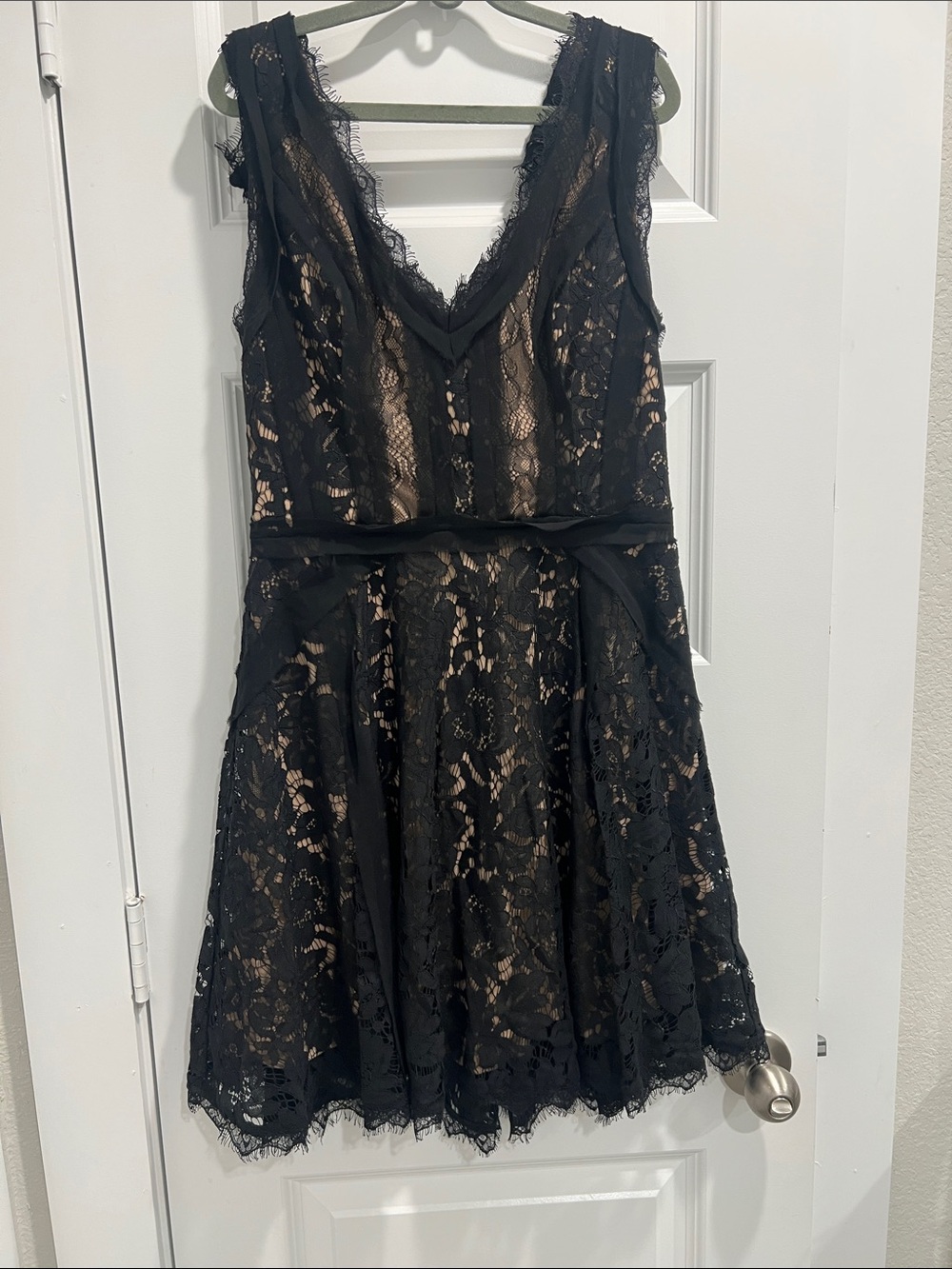 Heartloom Black Lace Midi Dress with Nude Lining